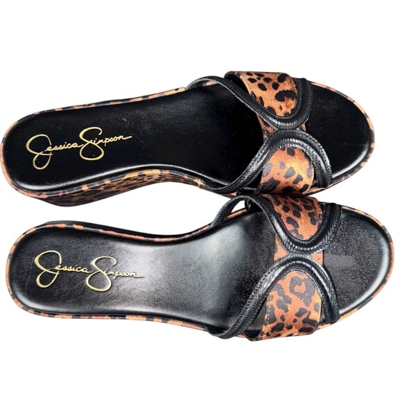 Jessica Simpson Size 11 Leopard Platform Sandals Shoes Heels Brown and Black New - Picture 4 of 10